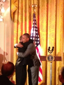 sTim Harris shares a presidential hug2